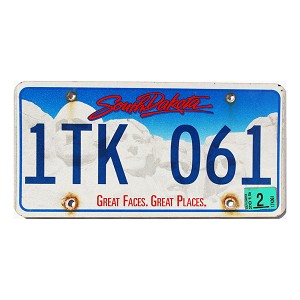 2015 South Dakota License Plate #1TK061