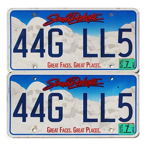 2015 South Dakota License Plates Pair #44GLL5