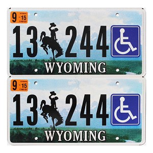 2015 Wyoming Disabled License Plates Pair #13244