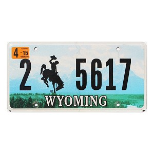 2015 Wyoming License Plate #25617