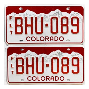 2016 Colorado Fleet License Plates Pair #BHU089