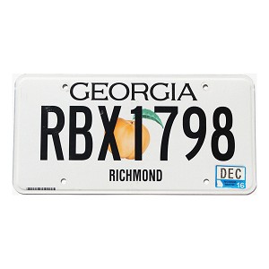 2016 Georgia License Plate #RBX1798