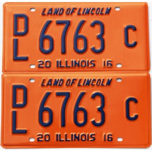 2016 Illinois Dealer License Plates Pair #6763C