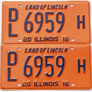 2016 Illinois Dealer License Plates Pair #6959H