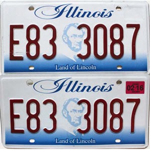 2016 Illinois License Plates Pair #E833087
