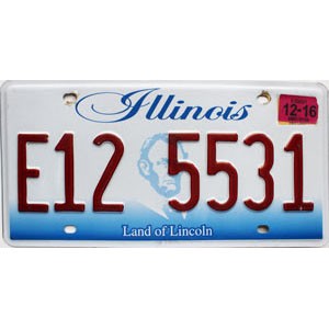 2016 Illinois License Plate #E125531