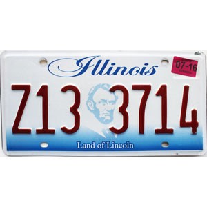 2016 Illinois License Plate #Z133714