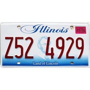 2016 Illinois License Plate #Z524929