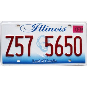 2016 Illinois License Plate #Z575650