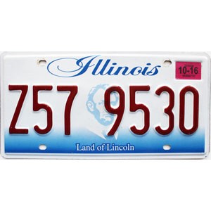 2016 Illinois License Plate #Z579530