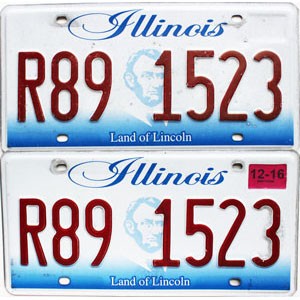 2016 Illinois License Plates Pair #R891523