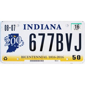 2016 Indiana License Plate #677BVJ