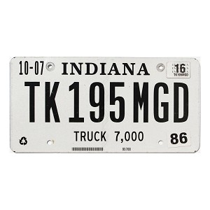 2016 Indiana Truck License Plate #195MGD