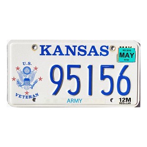 2016 Kansas Veteran License Plate #95156