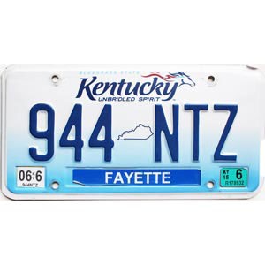 2016 Kentucky License Plate #944NTZ