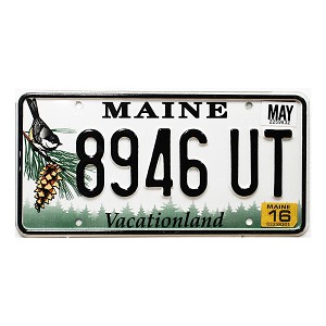 2016 Maine License Plate #8946UT