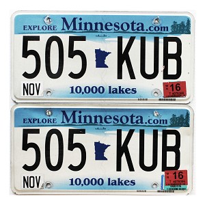 2016 Minnesota License Plates Pair #505KUB