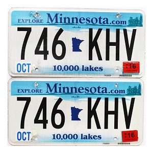 2016 Minnesota License Plates Pair #746KHV