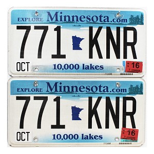 2016 Minnesota License Plates Pair #771KNR