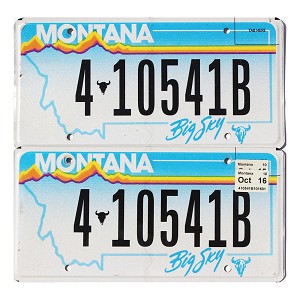 2016 Montana License Plates Pair #410541B