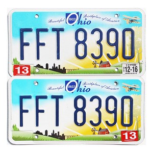 2016 Ohio License Plates Pair #FFT8390