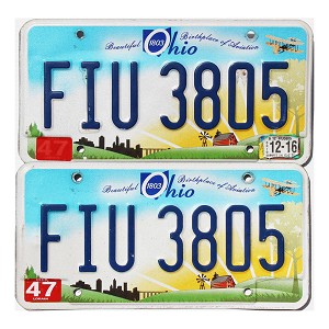 2016 Ohio License Plates Pair #FIU3805