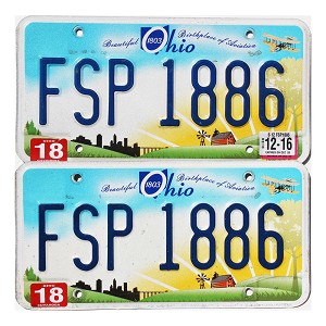 2016 Ohio License Plates Pair #FSP1886