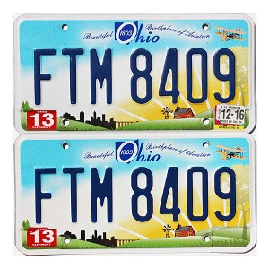 2016 Ohio License Plates Pair #FTM8409