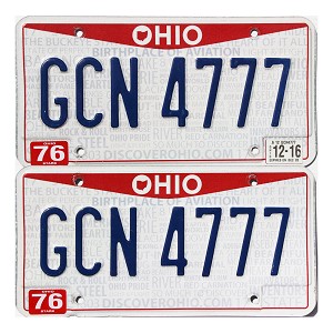 2016 Ohio License Plates Pair #GCN4777