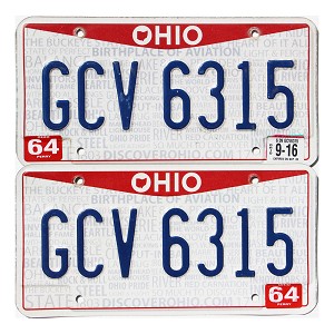 2016 Ohio License Plates Pair #GCV6315