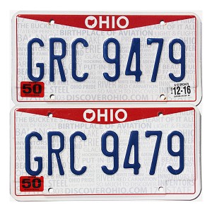 2016 Ohio License Plates Pair #GRC9479