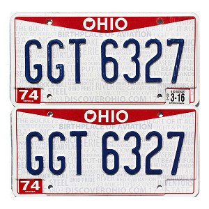 2016 Ohio License Plates Pair #GGT6327