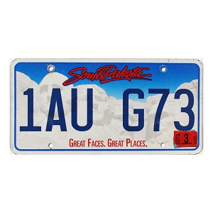 2016 South Dakota License Plate #1AUG73