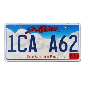 2016 South Dakota License Plate #1CAA62