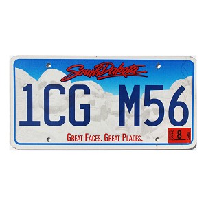 2016 South Dakota License Plate #1CGM56