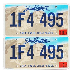 2016 South Dakota License Plates Pair #1F4495
