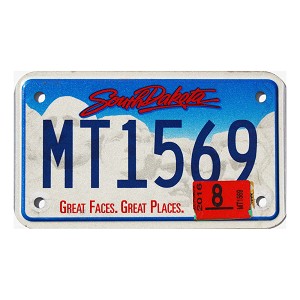 2016 South Dakota Motorcycle License Plate #MT1569