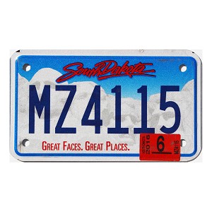 2016 South Dakota Motorcycle License Plate #MZ4115