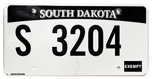 2016 South Dakota State License Plate #3204
