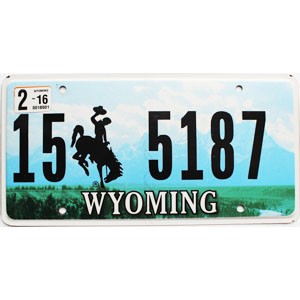 2016 Wyoming License Plate #155187