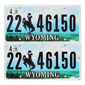 2016 Wyoming License Plates Pair #2246150