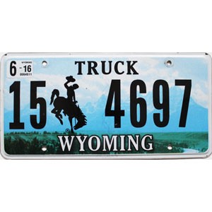 2016 Wyoming Truck License Plate #154697