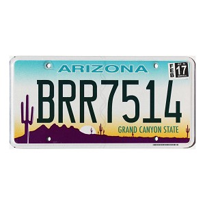 2017 Arizona License Plate #BRR7514