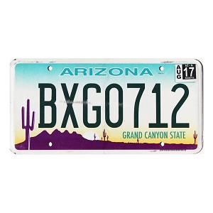 2017 Arizona License Plate #BXG0712