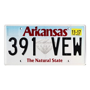 2017 Arkansas Diamond License Plate #391VEW