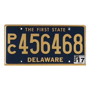 2017 Delaware PC License Plate #456468