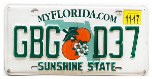 2017 Florida License Plate #GBGD37