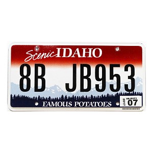 2017 Idaho License Plate #8BJB953