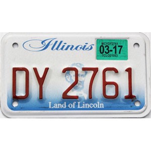 2017 Illinois Motorcycle License Plate #DY2761