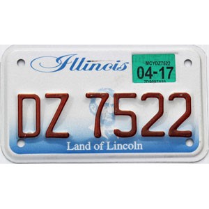 2017 Illinois Motorcycle License Plate #DZ7522